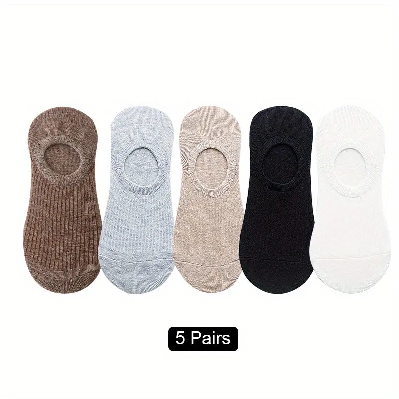 5 Pairs Cute Invisible Non-slip Boat Soft Lightweight Breathable Boat Socks