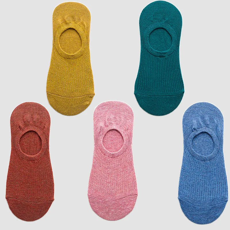 5 Pairs Cute Invisible Non-slip Boat Soft Lightweight Breathable Boat Socks