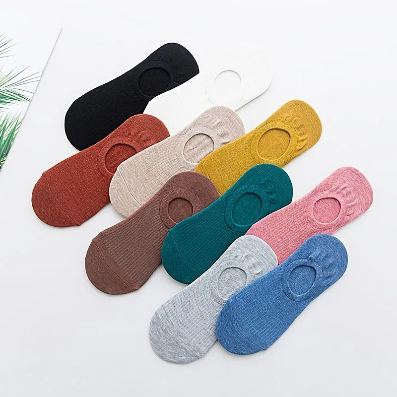 5 Pairs Cute Invisible Non-slip Boat Soft Lightweight Breathable Boat Socks