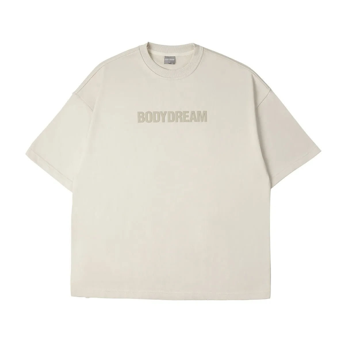 Active Oversized Heavyweight Acid Wash Raw Beige Tee