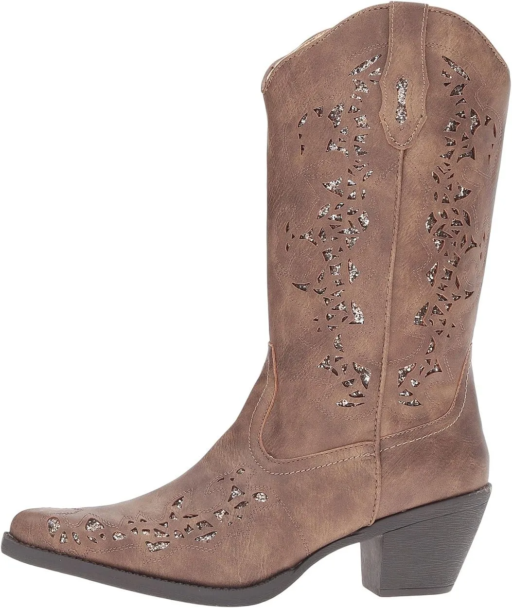 Alisa Roper Cowboy Boots in Brown Faux Leather