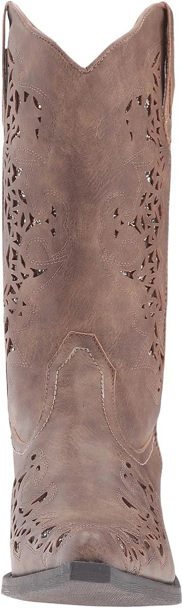 Alisa Roper Cowboy Boots in Brown Faux Leather