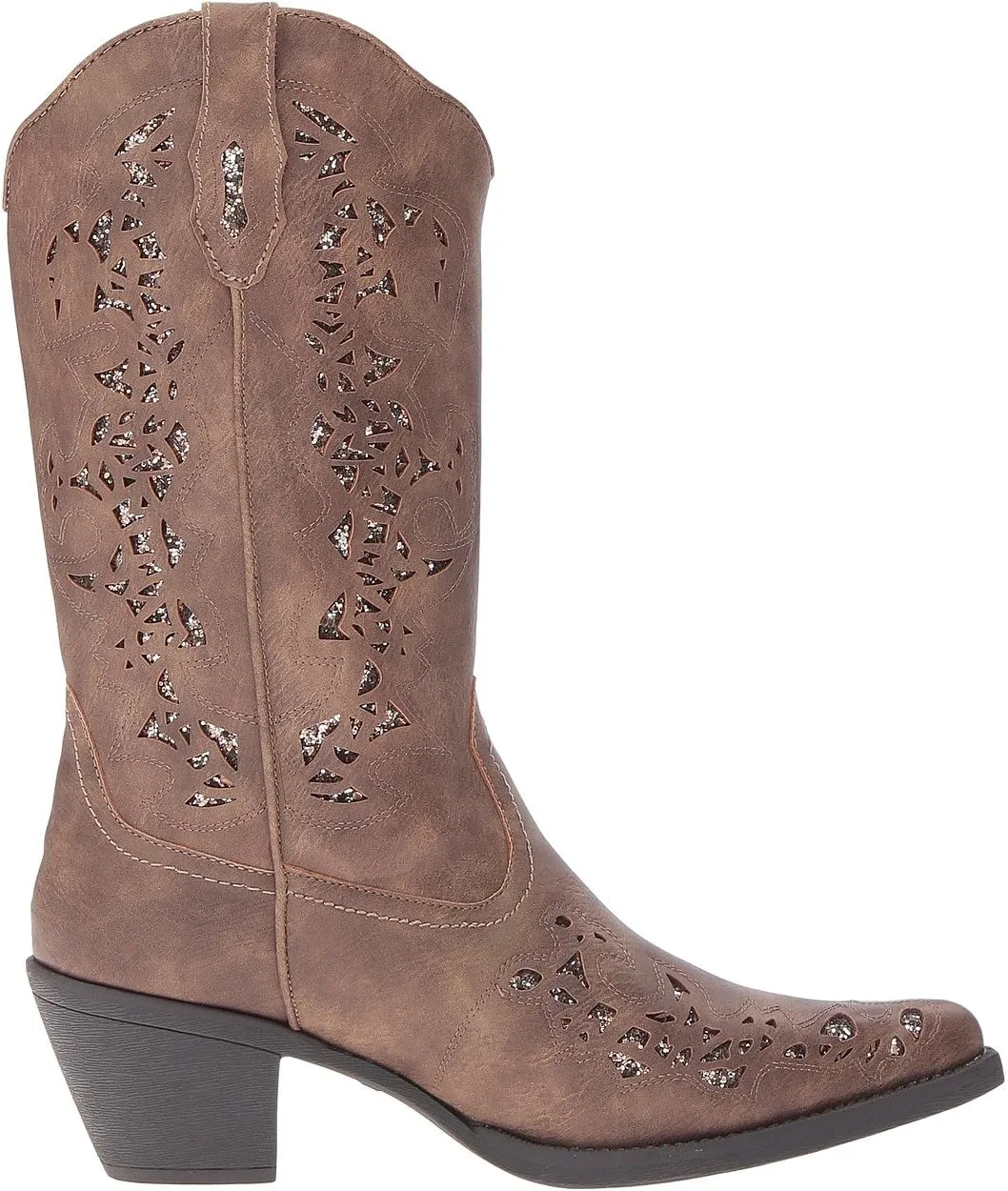 Alisa Roper Cowboy Boots in Brown Faux Leather