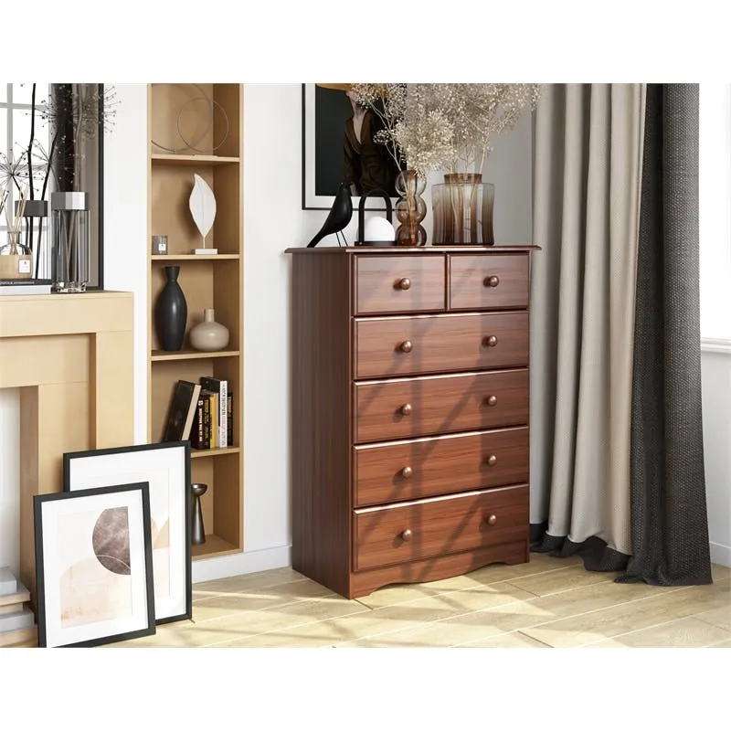 Amara Mocha Tall 6 Drawer Kids Dresser