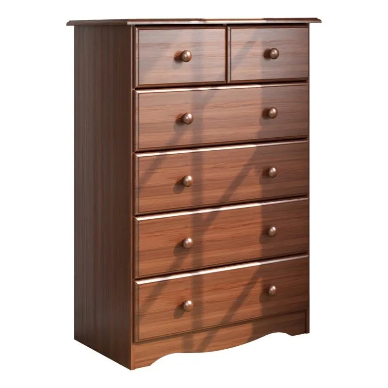 Amara Mocha Tall 6 Drawer Kids Dresser