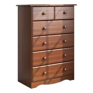 Amara Mocha Tall 6 Drawer Kids Dresser