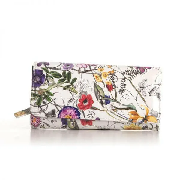 Bravo Handbags WB47-02 Flower Print Leather Wallet Handbag - Medium