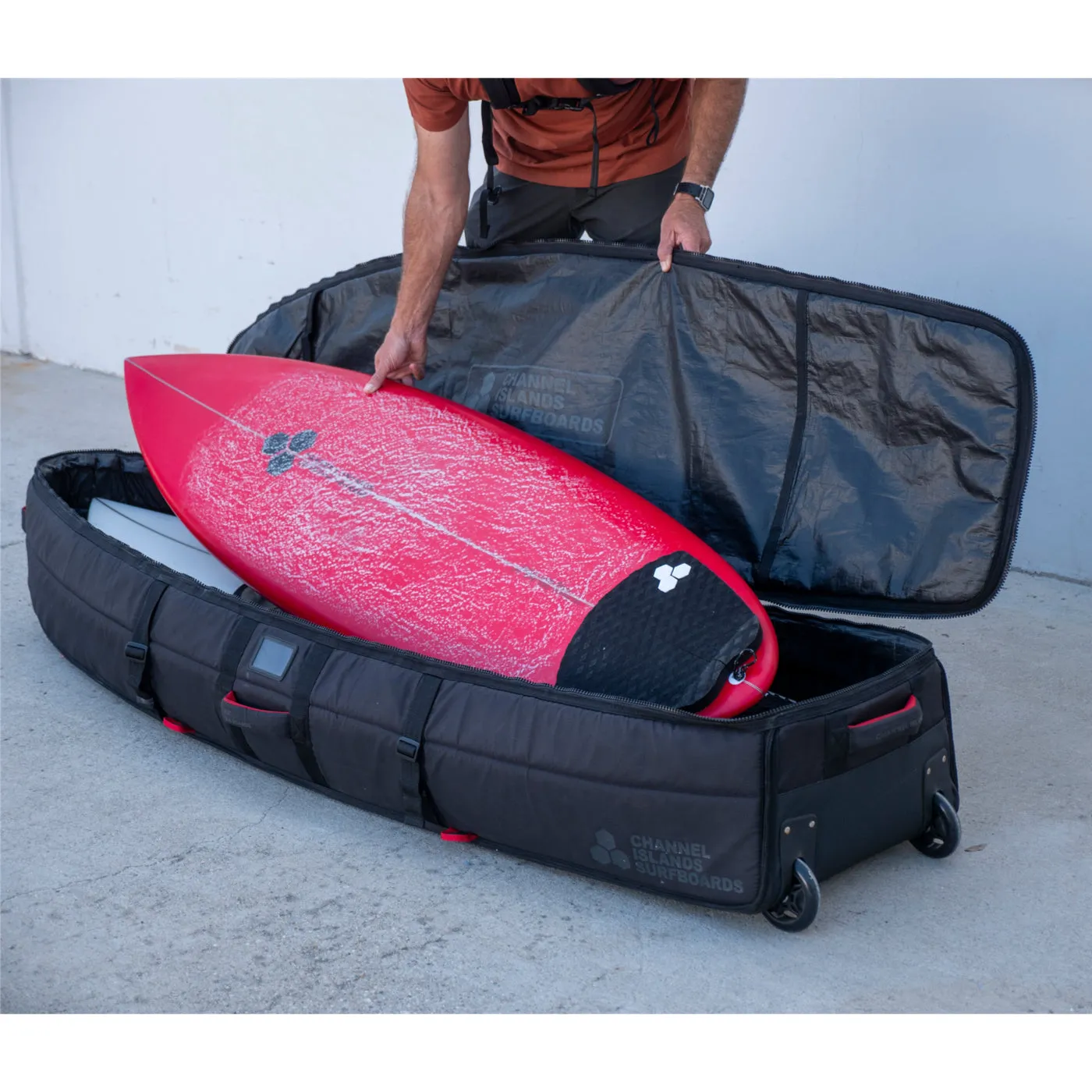 Channel Islands Board Cover - QUAD Wheeled TRAVELER BOARD Black ** 1-2 MONTHS  🚚**