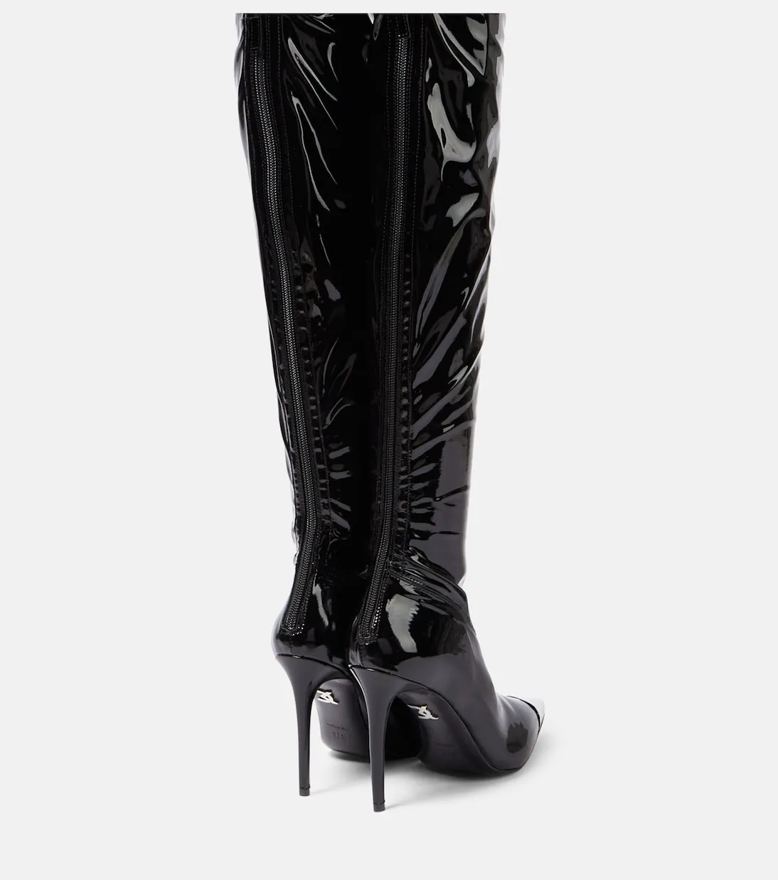 David Koma patent leather boots, black