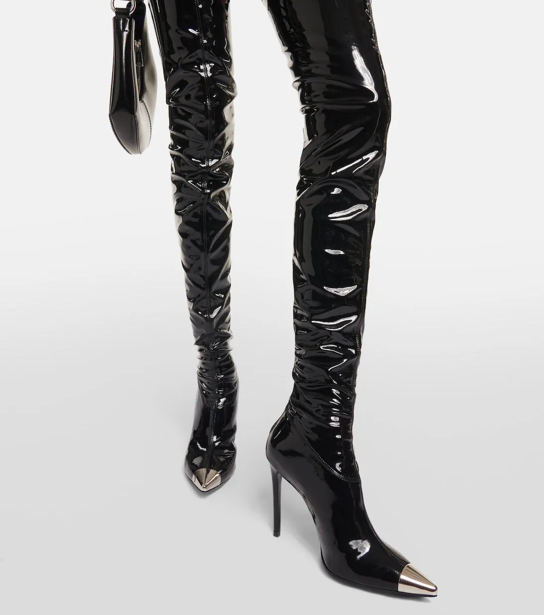 David Koma patent leather boots, black