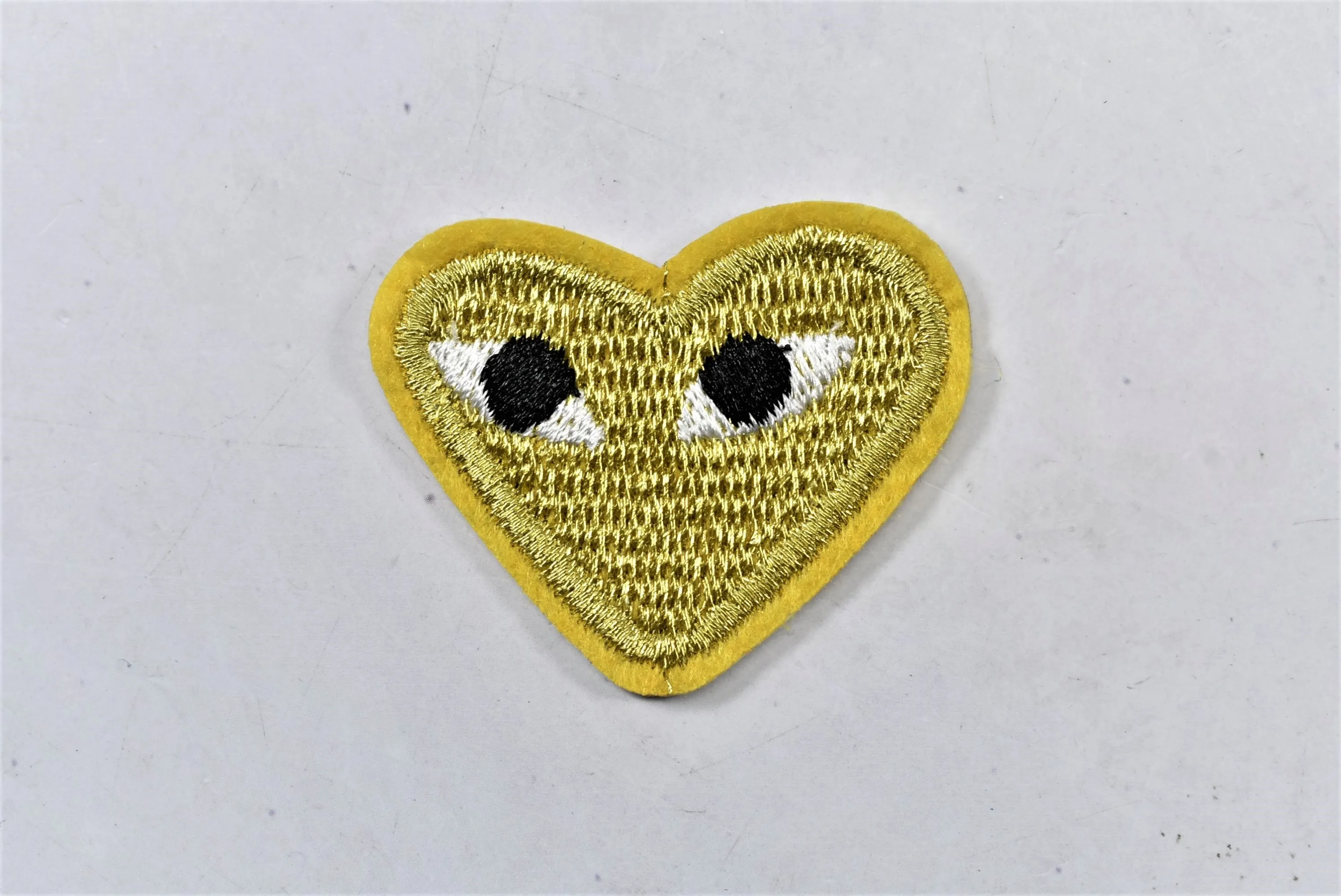 Embroidered Heart with Eyes Patch | Cute Heart Patches | PLAY Heart Patch | Iron on Heart Patch Applique | T Shirt Patch Applique | 1.50"