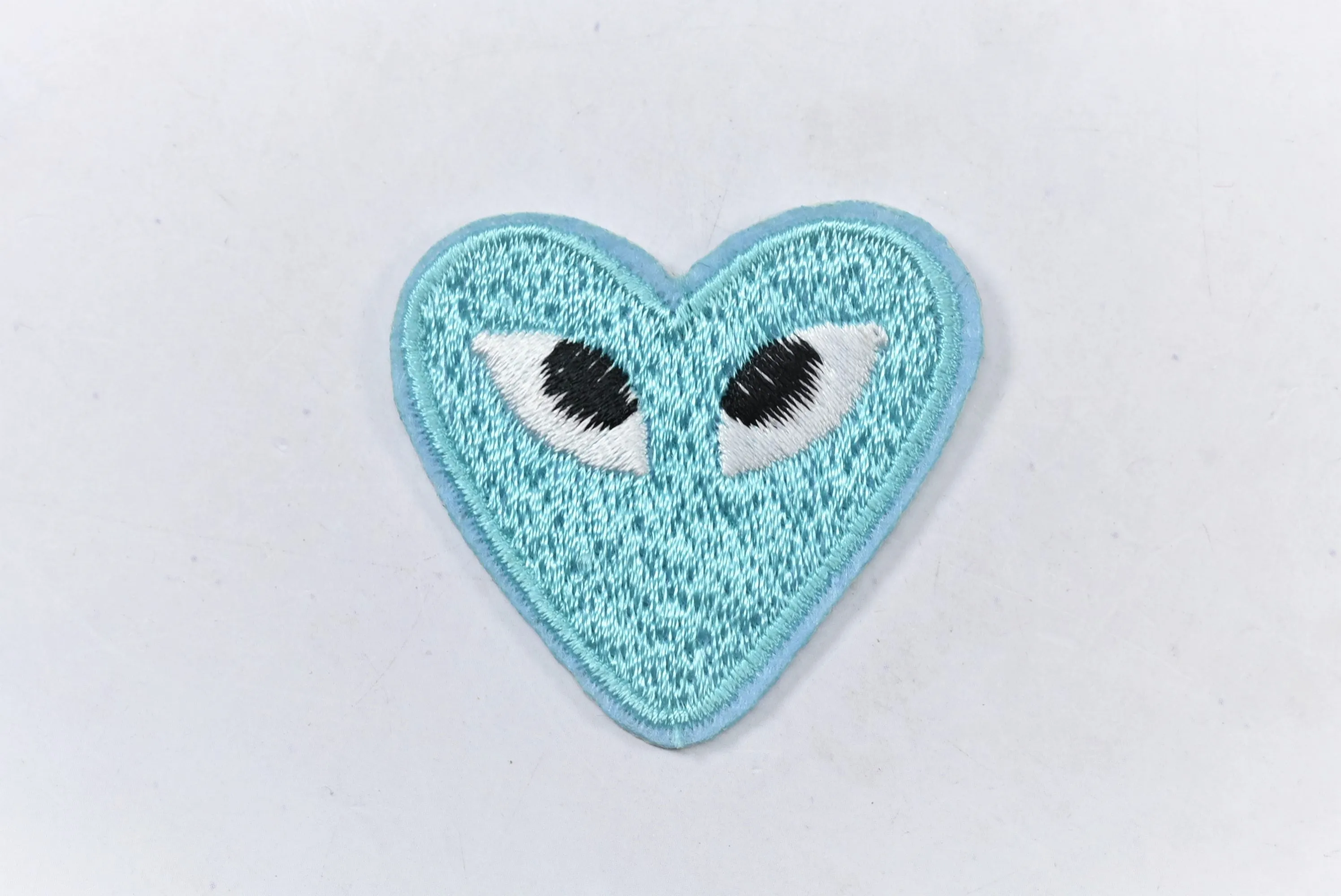 Embroidered Heart with Eyes Patch | Cute Heart Patches | PLAY Heart Patch | Iron on Heart Patch Applique | T Shirt Patch Applique | 1.50"