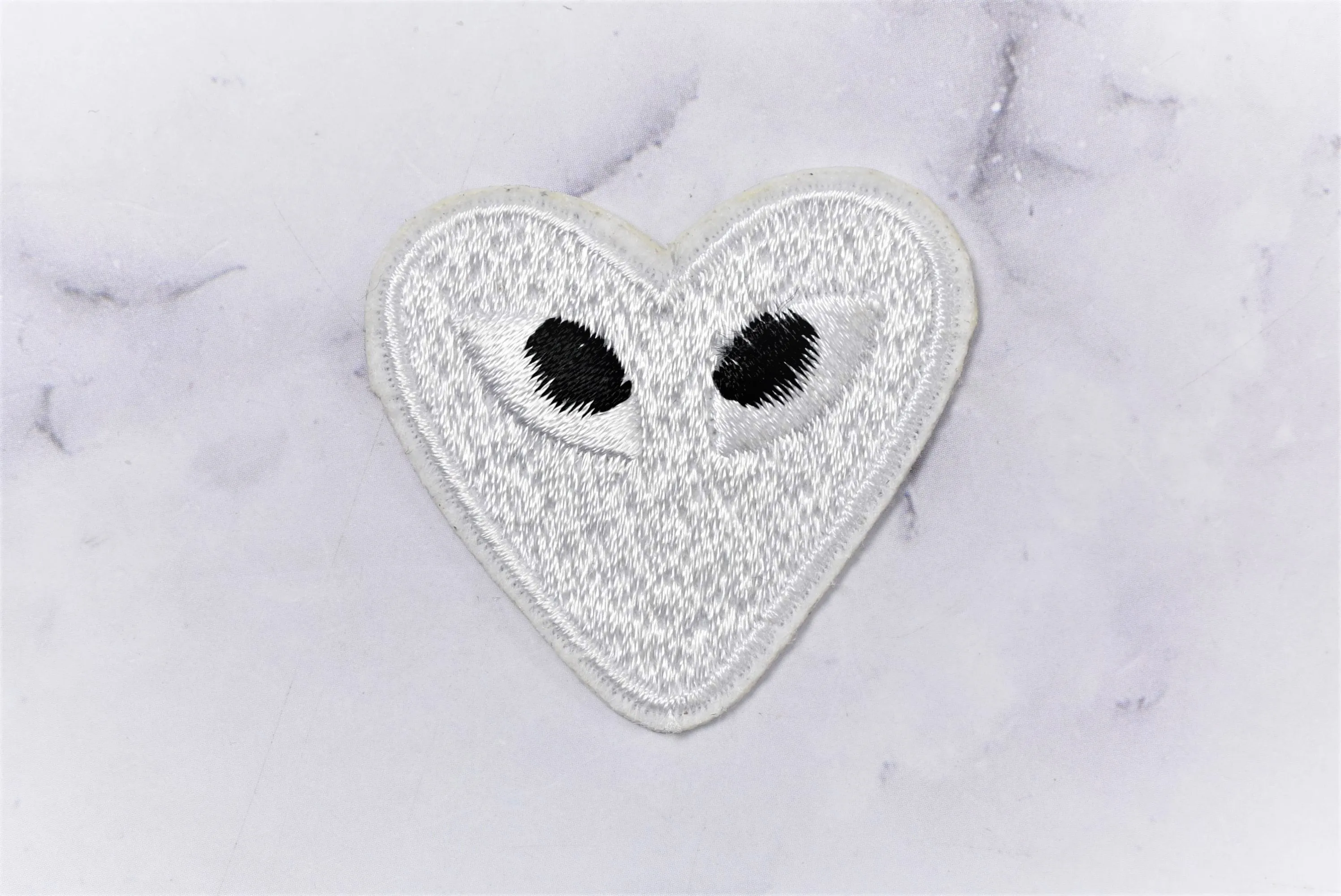 Embroidered Heart with Eyes Patch | Cute Heart Patches | PLAY Heart Patch | Iron on Heart Patch Applique | T Shirt Patch Applique | 1.50"