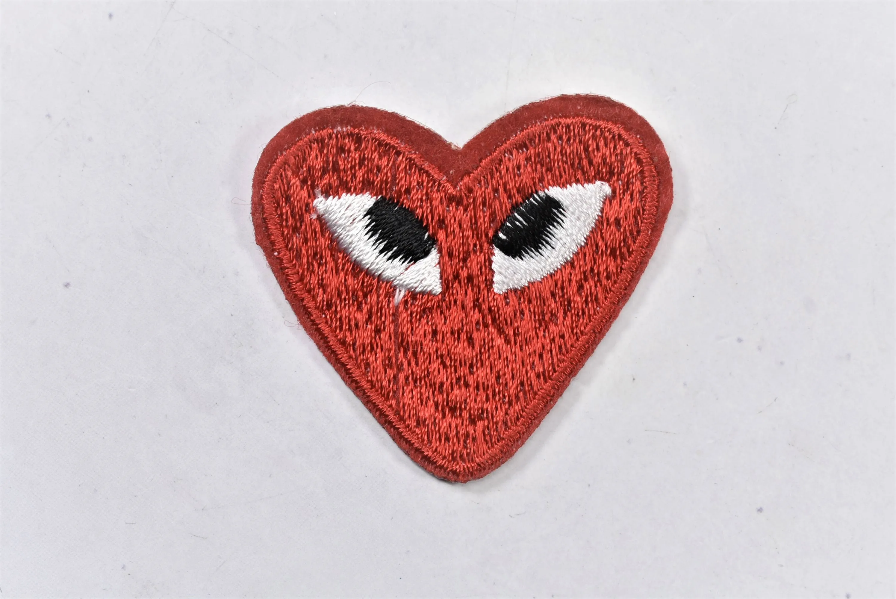 Embroidered Heart with Eyes Patch | Cute Heart Patches | PLAY Heart Patch | Iron on Heart Patch Applique | T Shirt Patch Applique | 1.50"