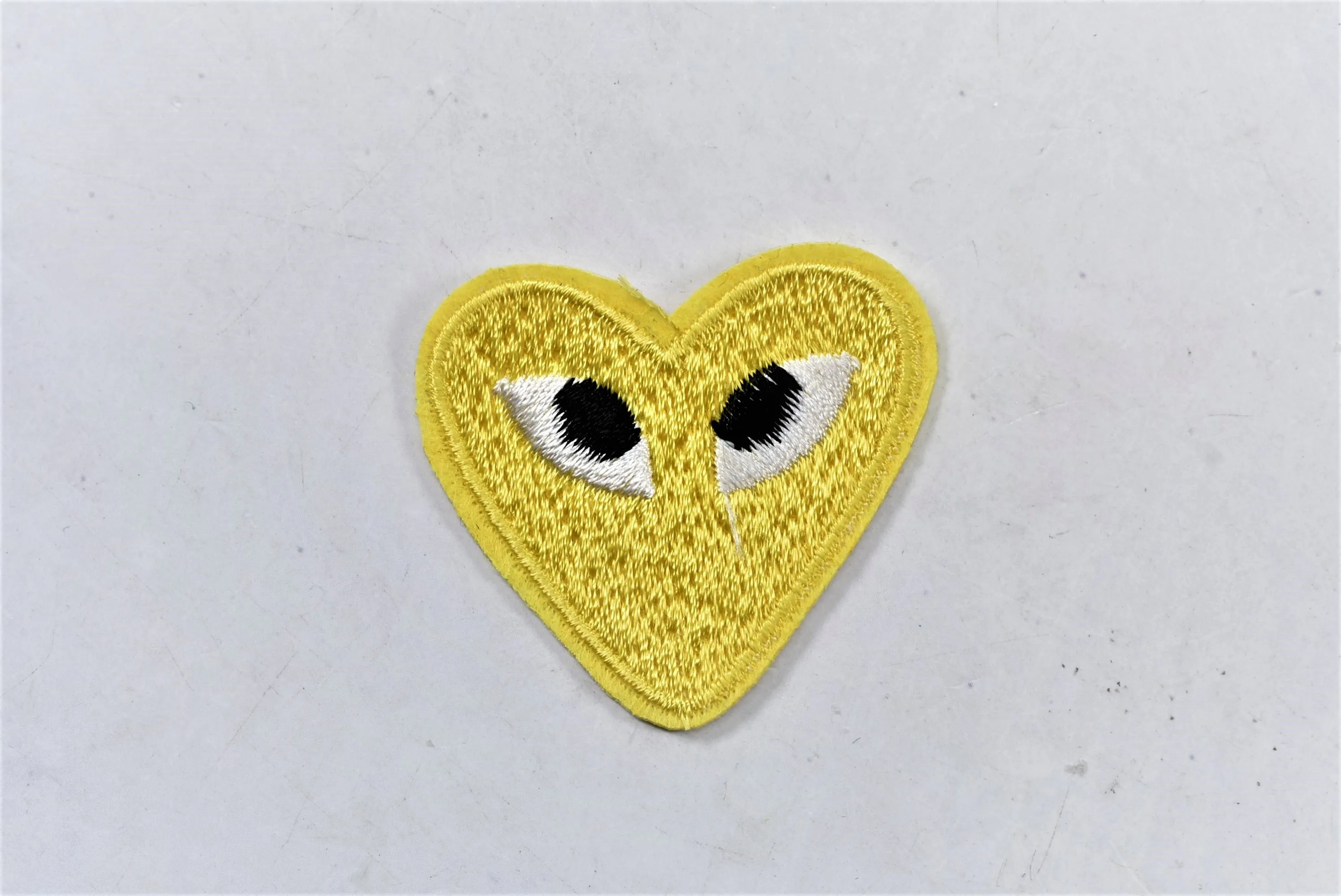 Embroidered Heart with Eyes Patch | Cute Heart Patches | PLAY Heart Patch | Iron on Heart Patch Applique | T Shirt Patch Applique | 1.50"