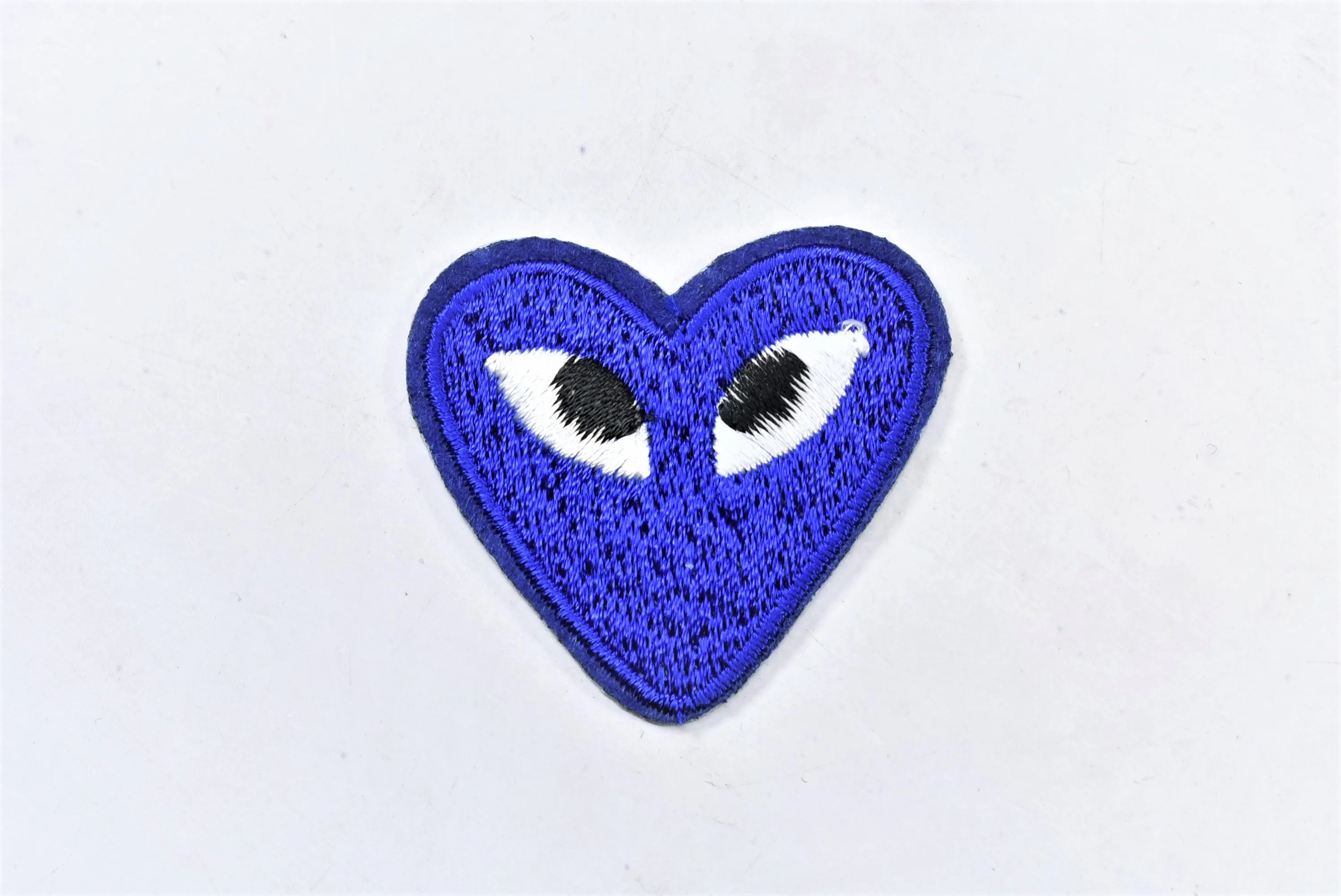 Embroidered Heart with Eyes Patch | Cute Heart Patches | PLAY Heart Patch | Iron on Heart Patch Applique | T Shirt Patch Applique | 1.50"