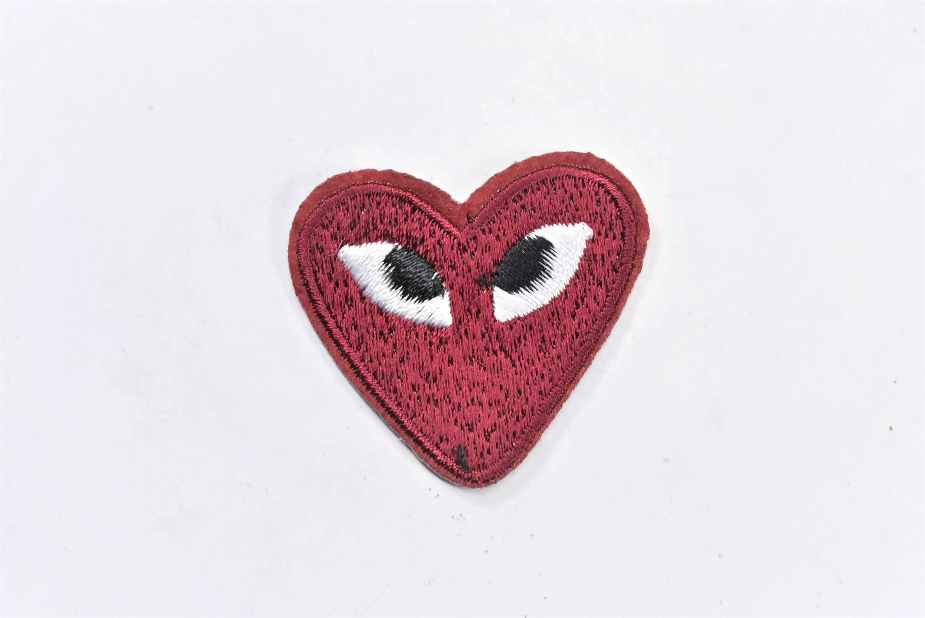 Embroidered Heart with Eyes Patch | Cute Heart Patches | PLAY Heart Patch | Iron on Heart Patch Applique | T Shirt Patch Applique | 1.50"