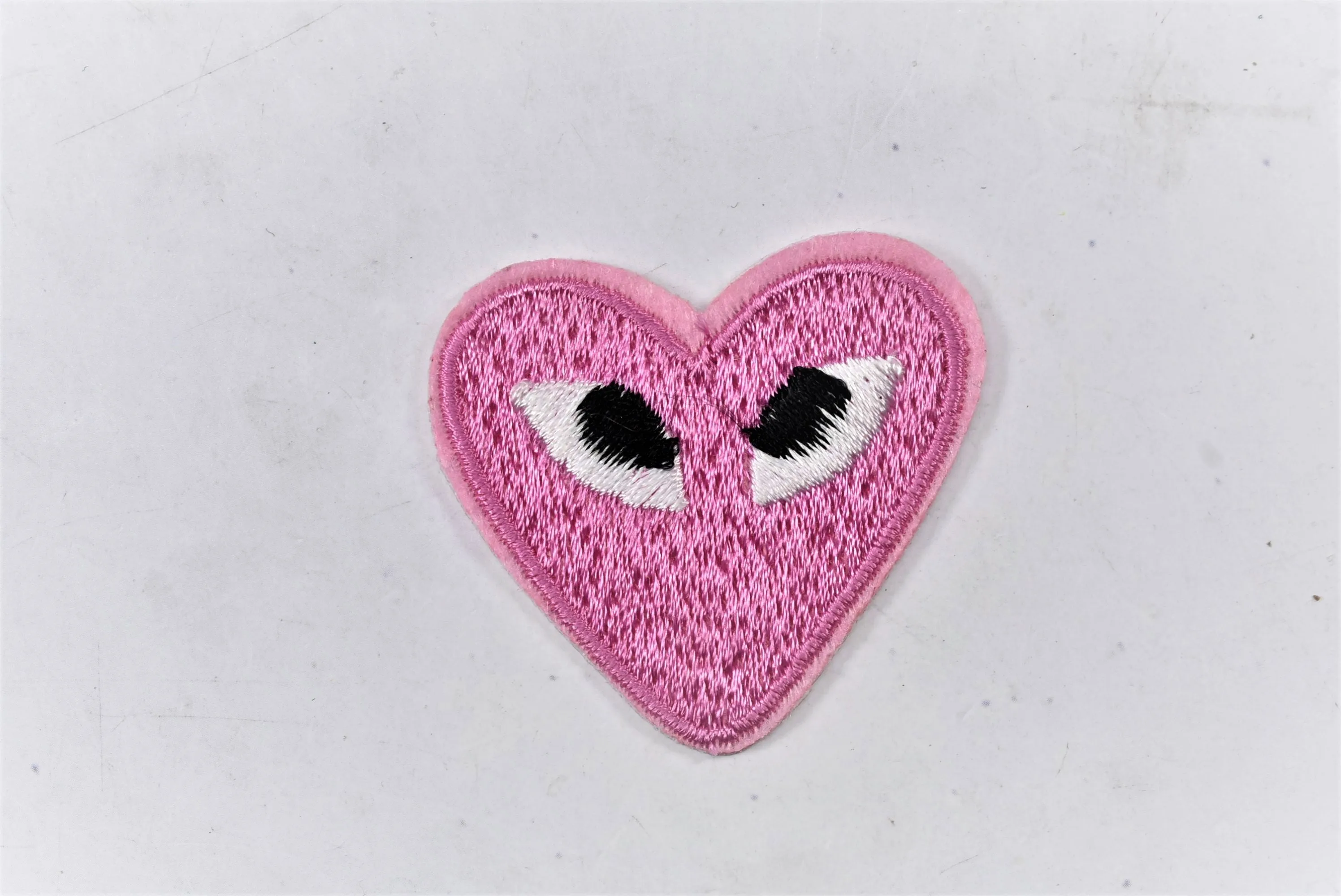 Embroidered Heart with Eyes Patch | Cute Heart Patches | PLAY Heart Patch | Iron on Heart Patch Applique | T Shirt Patch Applique | 1.50"