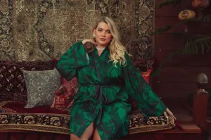 EMERALD SATIN SHORT ROBE