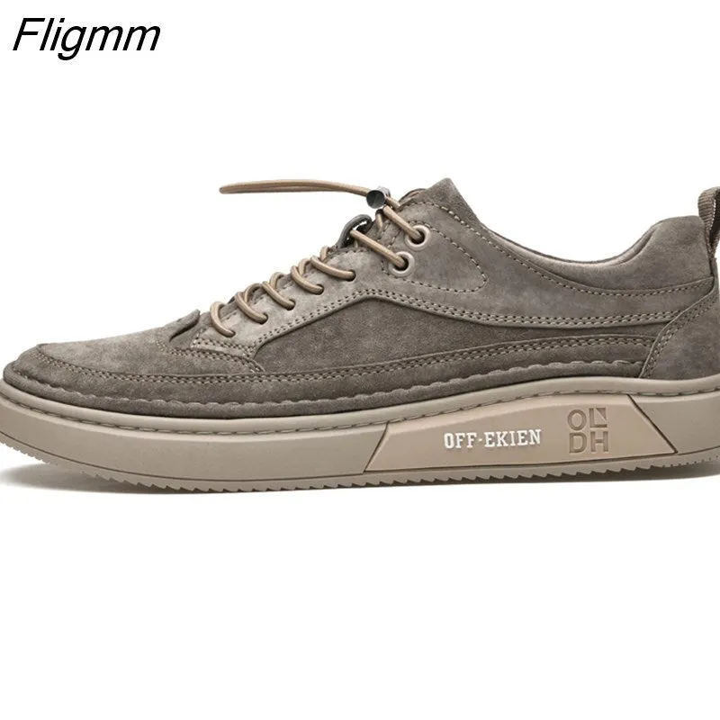 Fligmm Men Shoes fashion Genuine Leather Loafers Breathable Autumn lace up comfortable Casual Shoes Outdoor Men Sneakers shoes 516-1 0410