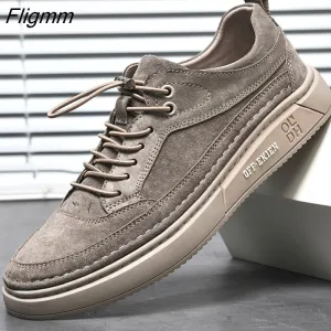 Fligmm Men Shoes fashion Genuine Leather Loafers Breathable Autumn lace up comfortable Casual Shoes Outdoor Men Sneakers shoes 516-1 0410