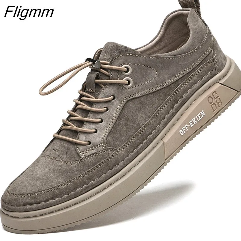 Fligmm Men Shoes fashion Genuine Leather Loafers Breathable Autumn lace up comfortable Casual Shoes Outdoor Men Sneakers shoes 516-1