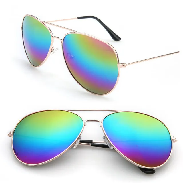 FOENIXSONG Brand New Aviator Pilot Men Sunglasses Sun Glasses for Women Oculos De Sol Mirrored UV Eyewear Goggles Gafas Cases