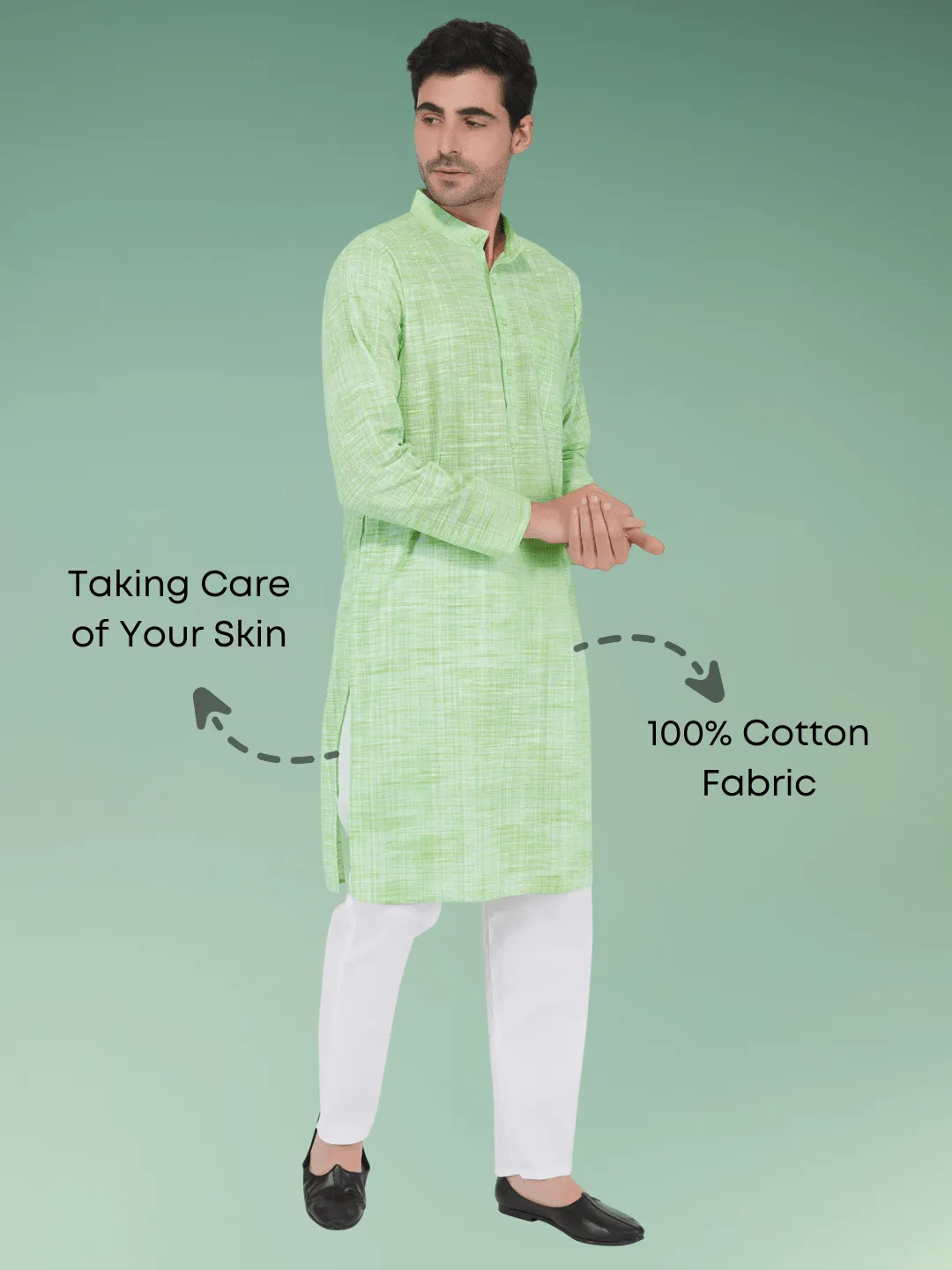 Green Khadi Cotton Kurta