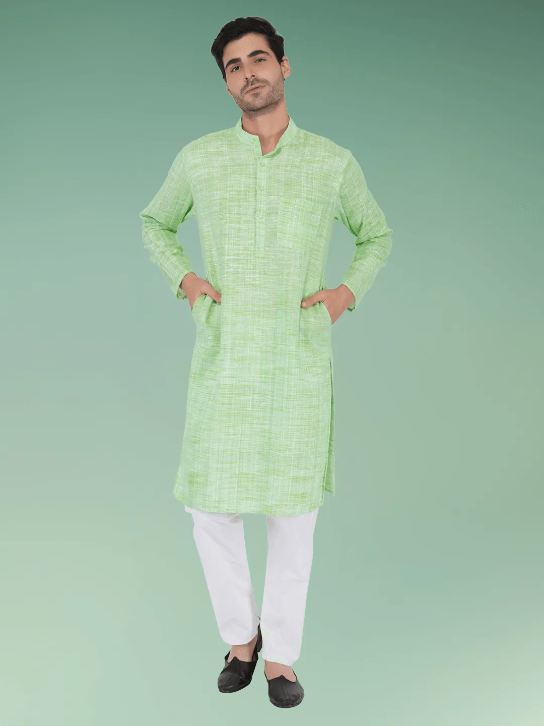 Green Khadi Cotton Kurta