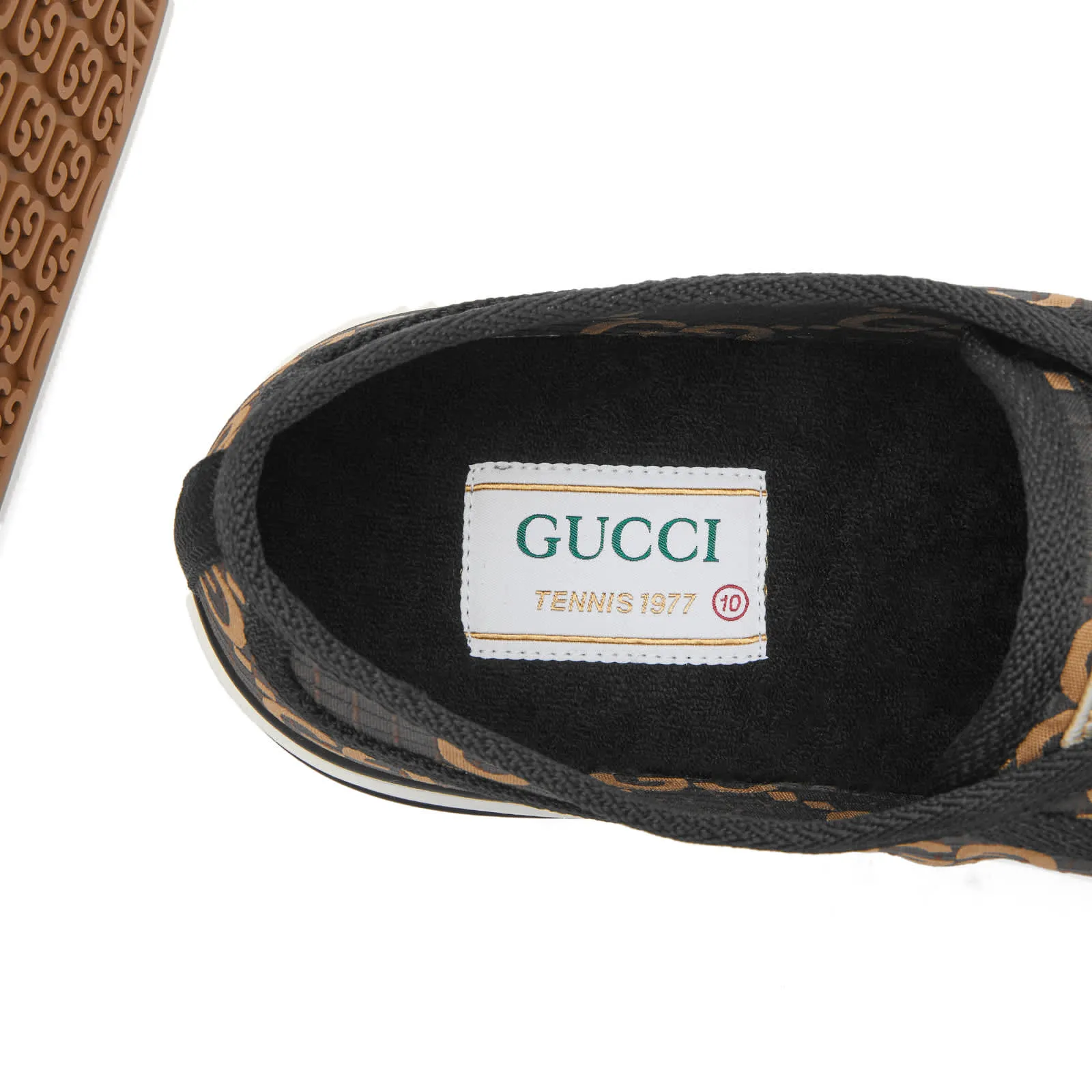 Gucci Ripstop Tennis Sneakers, Black & Beige