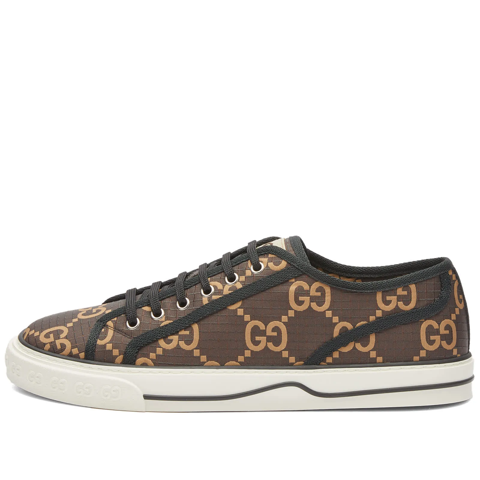 Gucci Ripstop Tennis Sneakers, Black & Beige