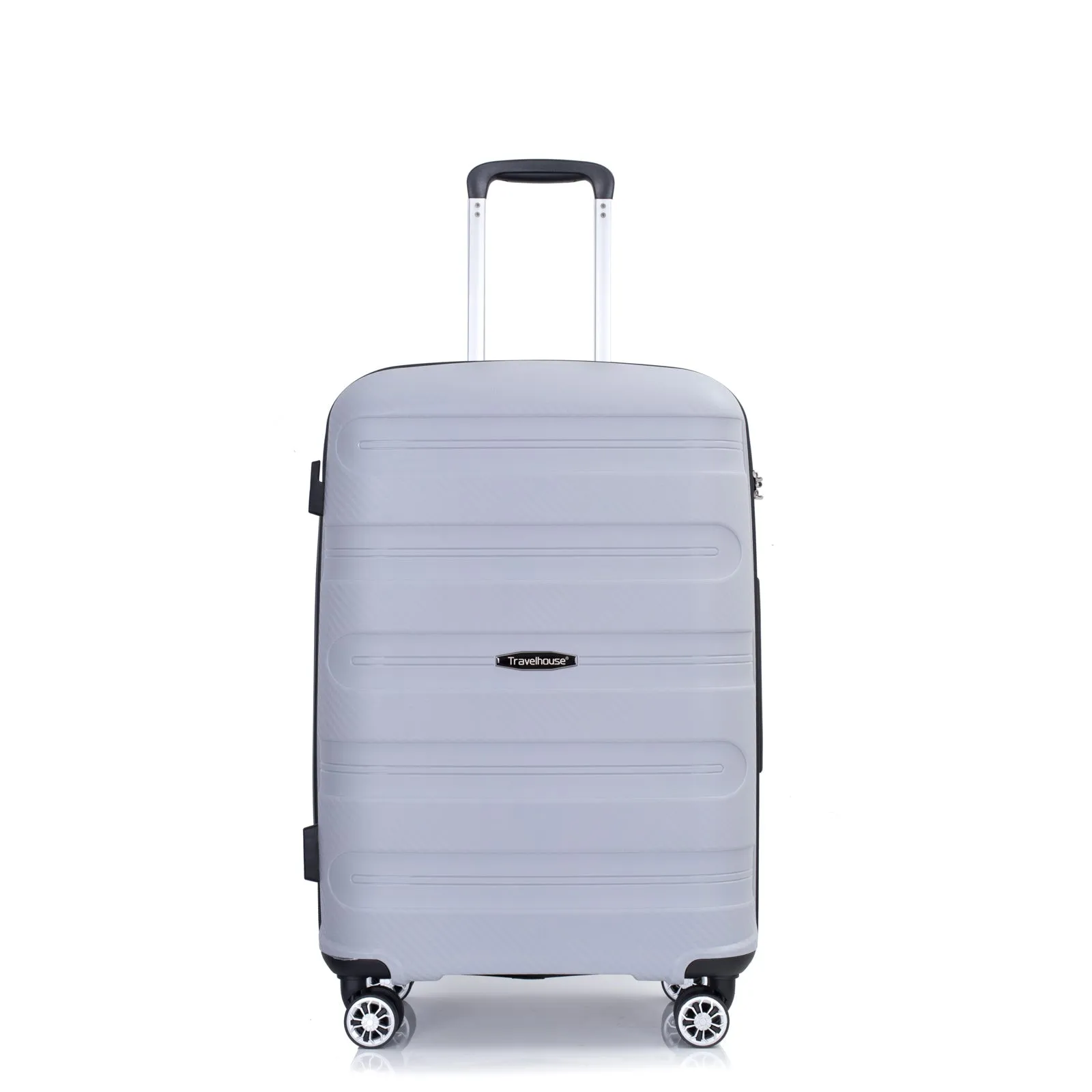 Hardshell Suitcase Spinner Wheels PP Luggage Sets Lightweight Durable Suitcase with TSA Lock,3-Piece Set (20/24/28) ,Silver