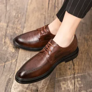 Hnzxzm Fashion Men's Dress Shoes Men Luxury brogue oxfords Ventilation Pointed Toe Slip On Casual Leather Wedding party Shoes men