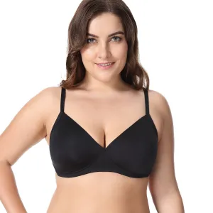 Invisible Lightly Padded Plus Size Wireless Full figure Black Bra