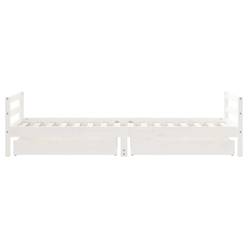 Kids Bed Frame with Drawers White 80x200 cm Solid Wood Pine