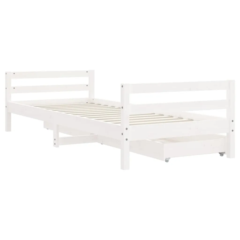 Kids Bed Frame with Drawers White 80x200 cm Solid Wood Pine