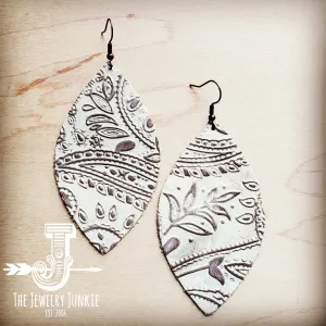 Leather Oval Earring-Oyster Paisley 203i