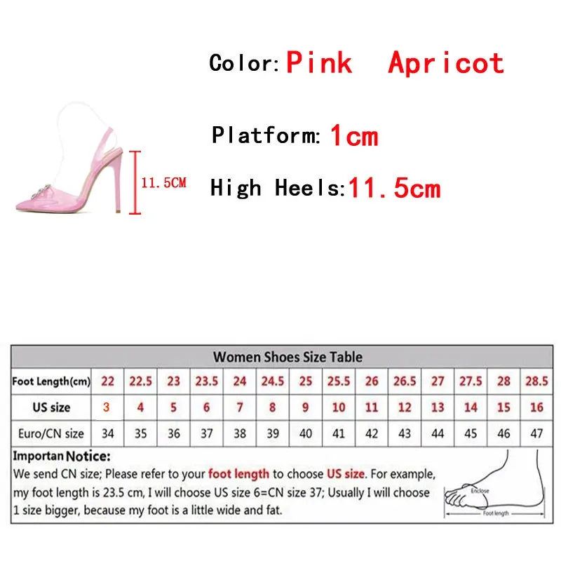 Liyke 2024 Brand Women Pumps Crystal Bowknot Buckle PVC Transparent High Heels Fashion Wedding Bride Pointed Toe Shoes Stiletto