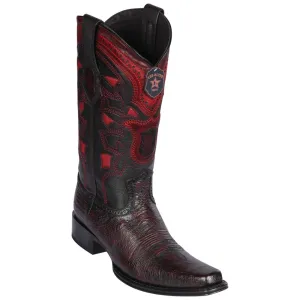 Los Altos Boots Mens #769718 European Square Toe | Genuine Smooth Ostrich Boots | Color Black Cherry