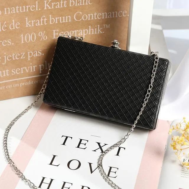 LYKANEFU Evening Bag Box Clutch Purse Women Bag with Chain Day Clutches Ladies Wedding Hand Bag Hasp Lock Shoulder Bag Small/Big