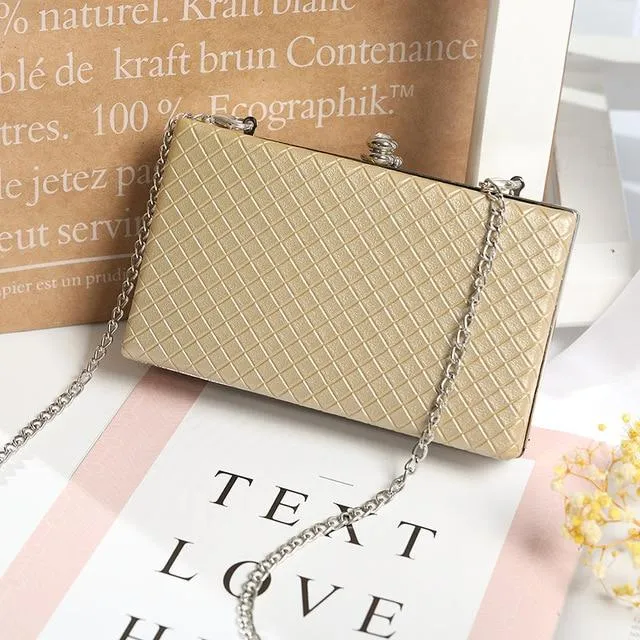 LYKANEFU Evening Bag Box Clutch Purse Women Bag with Chain Day Clutches Ladies Wedding Hand Bag Hasp Lock Shoulder Bag Small/Big