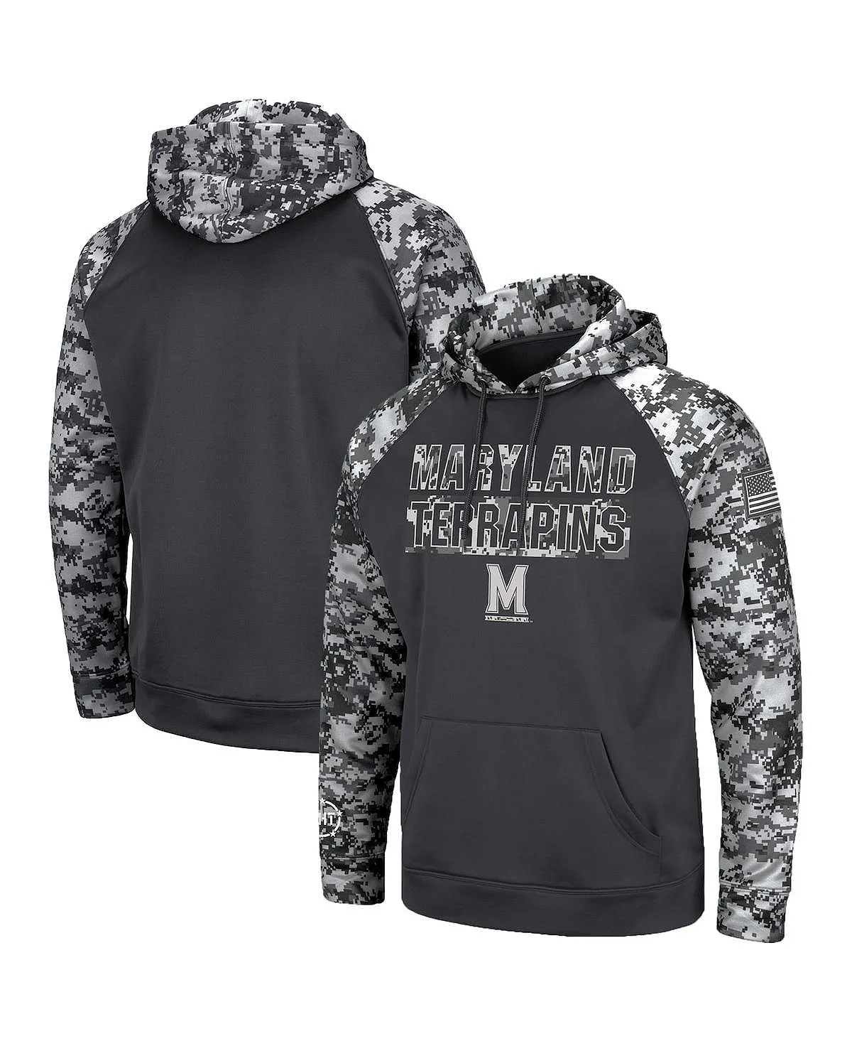 Men's dark gray maryland terrapins oht military grade hoodie digital camo Colosseum , multi