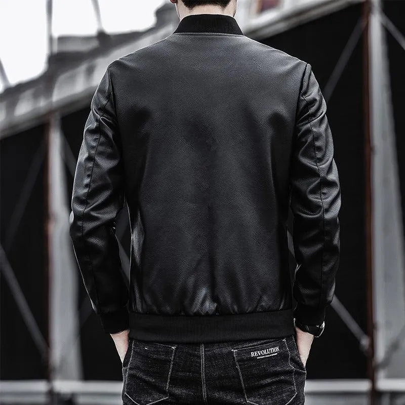 Men's leather clothing trend casual jacket