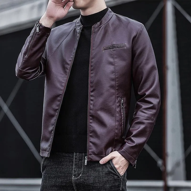 Men's leather clothing trend casual jacket