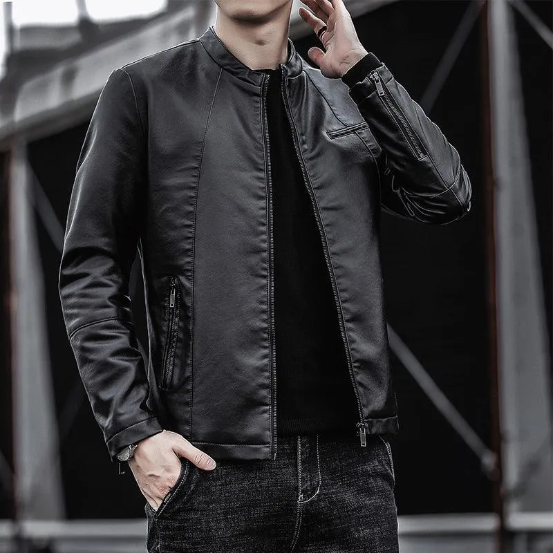 Men's leather clothing trend casual jacket