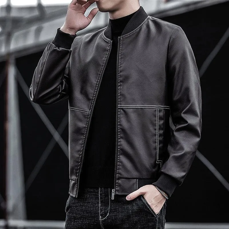 Men's leather clothing trend casual jacket