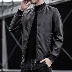 Men's leather clothing trend casual jacket