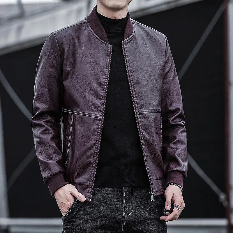 Men's leather clothing trend casual jacket