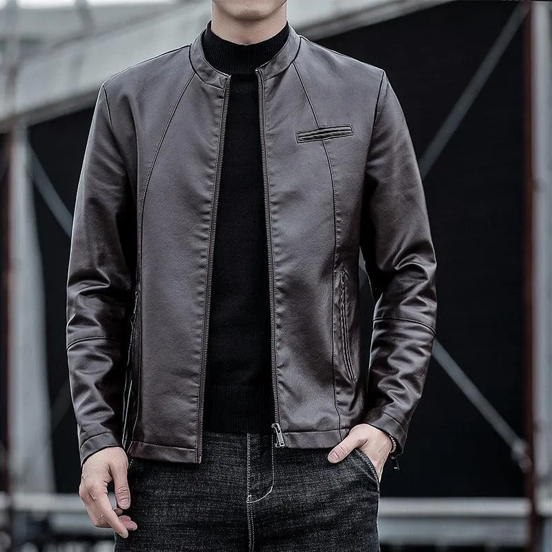 Men's leather clothing trend casual jacket