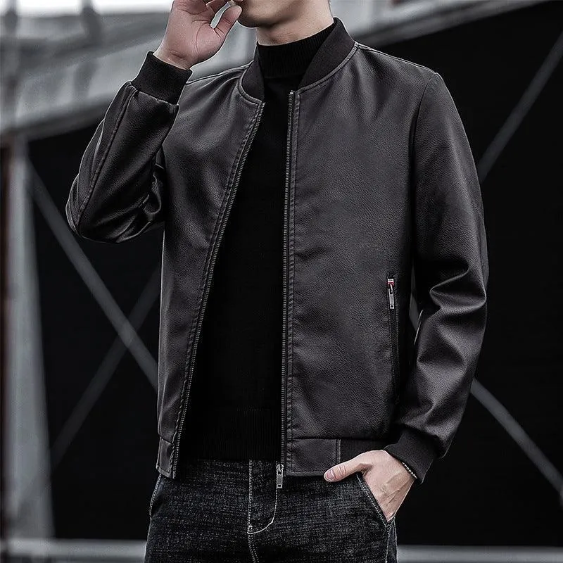 Men's leather clothing trend casual jacket